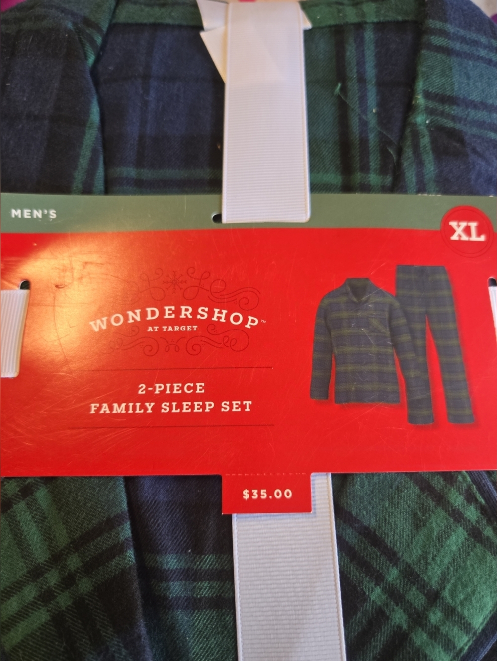 Wondershop Green and Navy Plaid Men's 2-Piece Sleep Set XL